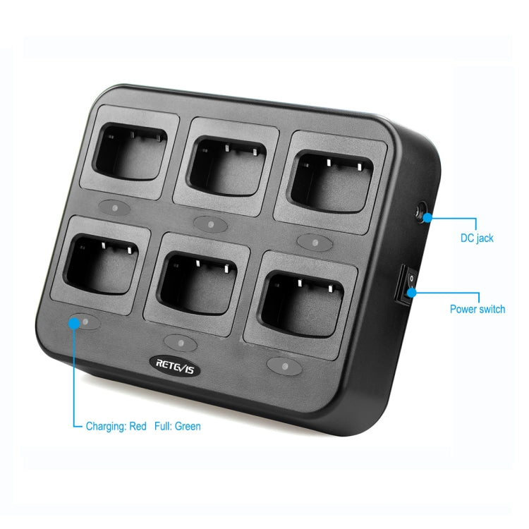 RETEVIS RTC777 Six-Way Walkie Talkie Charger for Retevis H777, US Plug