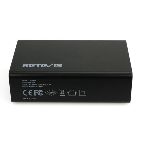 RETEVIS RTC501 40W / 8A 5 Ports USB Multi-function Charger Desktop Charging Station for H-777/RT27/RT7/RT22/H-777S