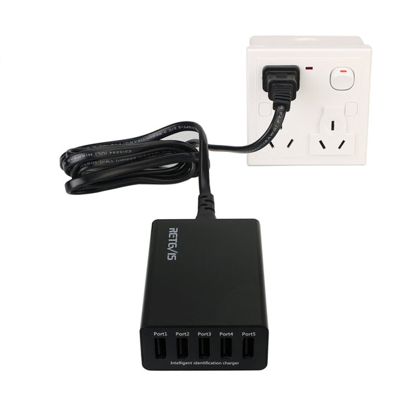 RETEVIS RTC501 40W / 8A 5 Ports USB Multi-function Charger Desktop Charging Station for H-777/RT27/RT7/RT22/H-777S