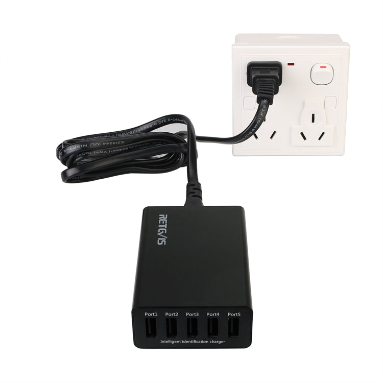 RETEVIS RTC501 40W / 8A 5 Ports USB Multi-function Charger Desktop Charging Station for H-777/RT27/RT7/RT22/H-777S
