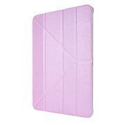 For iPad Air 13 2025 / 2024 / iPad Pro 12.9 2022 / 2021 Silk Texture Horizontal Deformation Flip Leather Tablet Case with Holder(Pink)