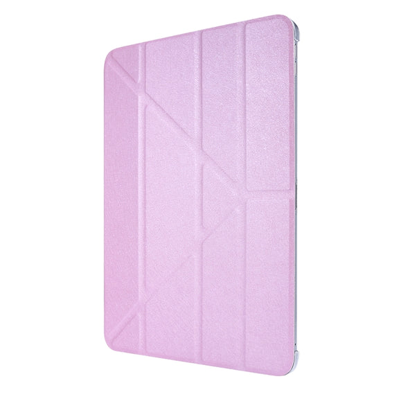 For iPad Air 13 2025 / 2024 / iPad Pro 12.9 2022 / 2021 Silk Texture Horizontal Deformation Flip Leather Tablet Case with Holder(Pink)