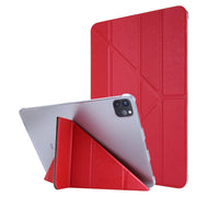For iPad Air 13 2025 / 2024 / iPad Pro 12.9 2022 / 2021 Silk Texture Horizontal Deformation Flip Leather Tablet Case with Holder(Red)