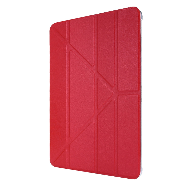 For iPad Air 13 2025 / 2024 / iPad Pro 12.9 2022 / 2021 Silk Texture Horizontal Deformation Flip Leather Tablet Case with Holder(Red)