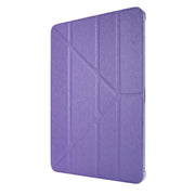 For iPad Air 13 2025 / 2024 / iPad Pro 12.9 2022 / 2021 Silk Texture Horizontal Deformation Flip Leather Tablet Case with Holder(Purple)