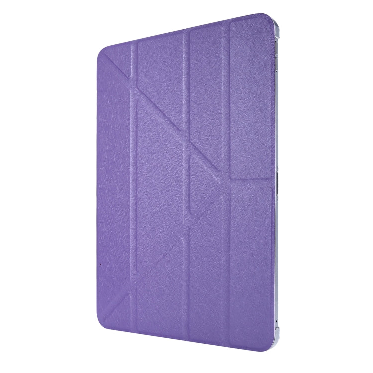 For iPad Air 13 2025 / 2024 / iPad Pro 12.9 2022 / 2021 Silk Texture Horizontal Deformation Flip Leather Tablet Case with Holder(Purple)