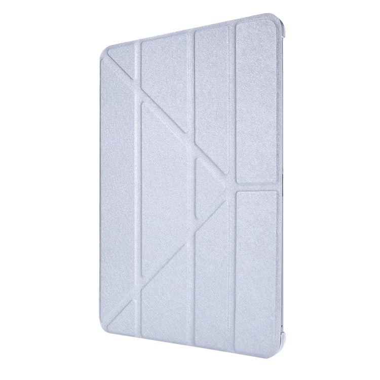 For iPad Air 13 2025 / 2024 / iPad Pro 12.9 2022 / 2021 Silk Texture Horizontal Deformation Flip Leather Tablet Case with Holder(Silver)