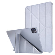 For iPad Air 13 2025 / 2024 / iPad Pro 12.9 2022 / 2021 Silk Texture Horizontal Deformation Flip Leather Tablet Case with Holder(Silver)