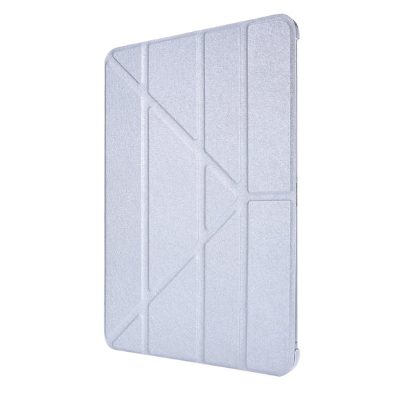 For iPad Air 13 2025 / 2024 / iPad Pro 12.9 2022 / 2021 Silk Texture Horizontal Deformation Flip Leather Tablet Case with Holder(Silver)