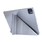 For iPad Air 13 2025 / 2024 / iPad Pro 12.9 2022 / 2021 Silk Texture Horizontal Deformation Flip Leather Tablet Case with Holder(Silver)