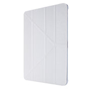For iPad Air 13 2024 / iPad Pro 12.9 2022 / 2021 Silk Texture Horizontal Deformation Flip Leather Tablet Case with Holder(White)
