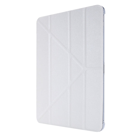 For iPad Air 13 2024 / iPad Pro 12.9 2022 / 2021 Silk Texture Horizontal Deformation Flip Leather Tablet Case with Holder(White)