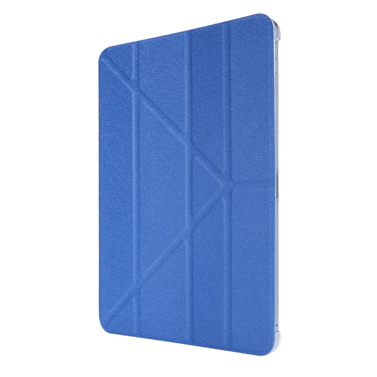 For iPad Air 13 2025 / 2024 / iPad Pro 12.9 2022 / 2021 Silk Texture Horizontal Deformation Flip Leather Tablet Case with Holder(Blue)