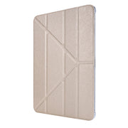 For iPad Air 13 2025 / 2024 / iPad Pro 12.9 2022 / 2021 Silk Texture Horizontal Deformation Flip Leather Tablet Case with Holder(Gold)