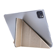 For iPad Air 13 2025 / 2024 / iPad Pro 12.9 2022 / 2021 Silk Texture Horizontal Deformation Flip Leather Tablet Case with Holder(Gold)