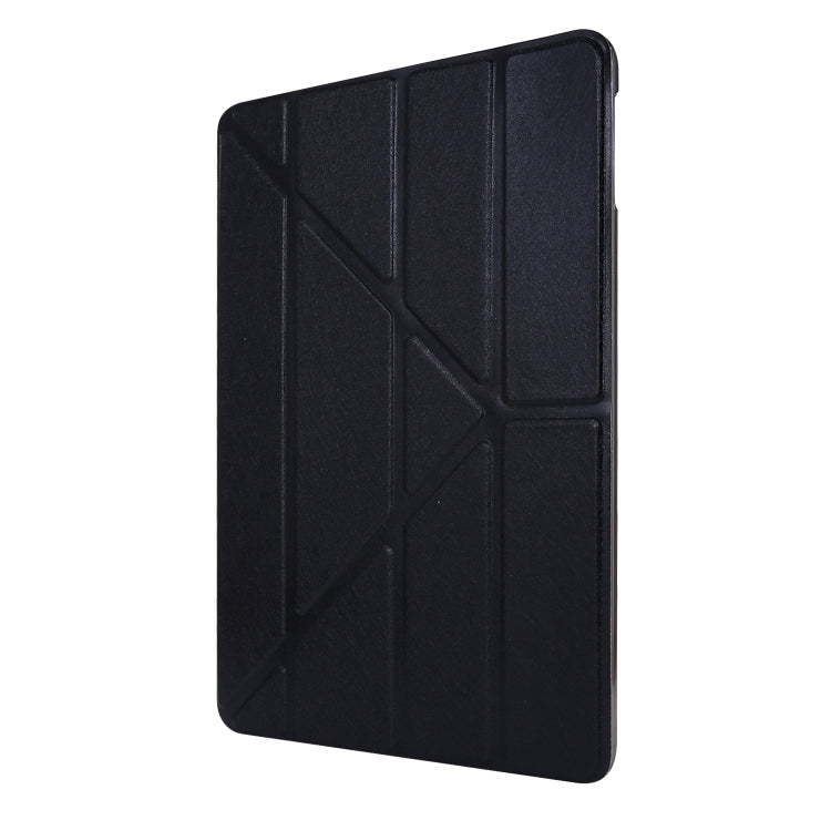 For iPad Air 13 2025 / 2024 / iPad Pro 12.9 2022 / 2021 Silk Texture Horizontal Deformation Flip Leather Tablet Case with Holder(Black)