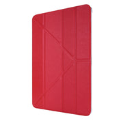 For iPad Air 13 2025 / 2024 / iPad Pro 12.9 2022 / 2021 Silk Texture Horizontal Deformation Flip Leather Tablet Case with Holder(Rose Red)