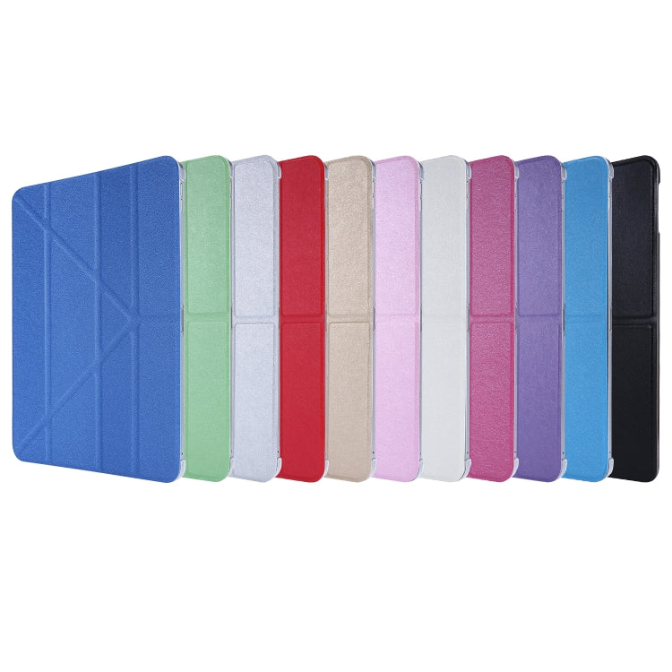 For iPad Air 13 2025 / 2024 / iPad Pro 12.9 2022 / 2021 Silk Texture Horizontal Deformation Flip Leather Tablet Case with Holder(Pink)