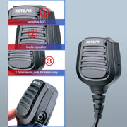 RETEVIS HM004 IPX5 Water-resistant 2 Pin Motorcycle Speaker Microphone for Motorola GP68/GP88/GP300/ GP2000/CT150