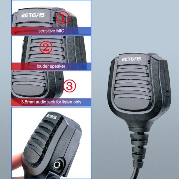 RETEVIS HM004 IPX5 Water-resistant 2 Pin Motorcycle Speaker Microphone for Motorola GP68/GP88/GP300/ GP2000/CT150