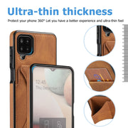 For Samsung Galaxy A12 Ultra-thin Shockproof Protective Case with Holder(Brown)