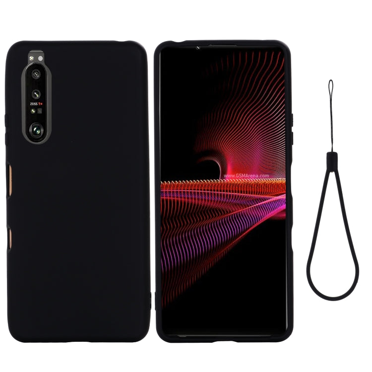 For Sony Xperia 1 III Pure Color Liquid Silicone Shockproof Full Coverage Case(Black)