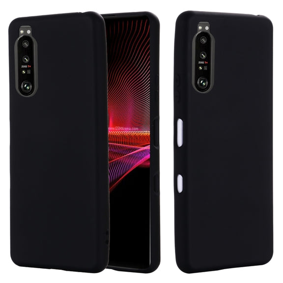 For Sony Xperia 1 III Pure Color Liquid Silicone Shockproof Full Coverage Case(Black)