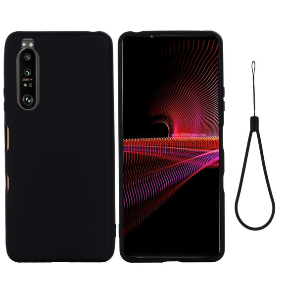 For Sony Xperia 1 III Pure Color Liquid Silicone Shockproof Full Coverage Case(Black)