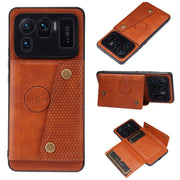 For Xiaomi Mi 11 Ultra Double Buckle PU + TPU Shockproof Magnetic Protective Case with Card Slot & Holder(Light Brown)