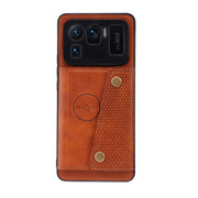 For Xiaomi Mi 11 Ultra Double Buckle PU + TPU Shockproof Magnetic Protective Case with Card Slot & Holder(Light Brown)
