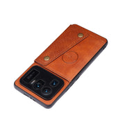 For Xiaomi Mi 11 Ultra Double Buckle PU + TPU Shockproof Magnetic Protective Case with Card Slot & Holder(Light Brown)