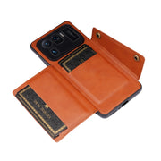For Xiaomi Mi 11 Ultra Double Buckle PU + TPU Shockproof Magnetic Protective Case with Card Slot & Holder(Light Brown)