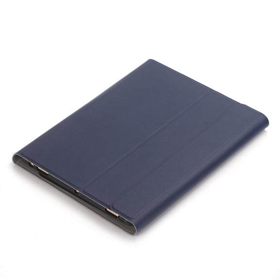 YA11B-A 2021 Detachable Lambskin Texture Round Keycap Bluetooth Keyboard Leather Tablet Case with Touch Control & Pen Slot & Stand For iPad Pro 11 (2021)(Dark Blue)