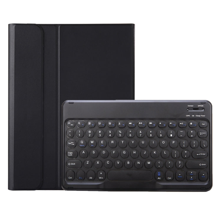 YA11B 2021 Detachable Lambskin Texture Round Keycap Bluetooth Keyboard Leather Tablet Case with Pen Slot & Stand For iPad Pro 11 (2021)(Black)