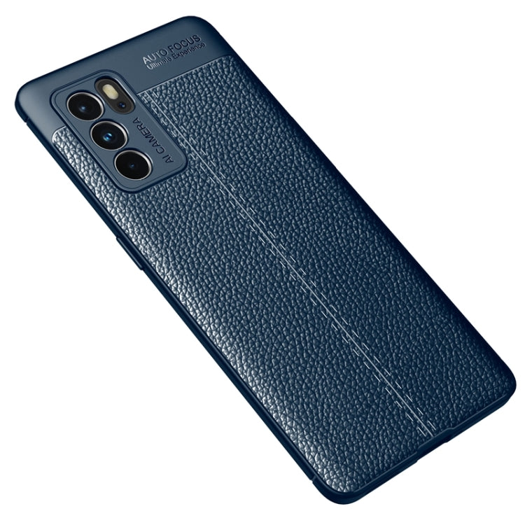 For OPPO Reno6 Pro 5G Litchi Texture TPU Shockproof Case(Blue)