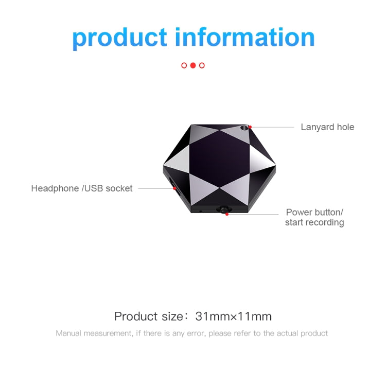 M6 Intelligent Voice Control Noise Reduction Recorder Pendant, Capacity:32GB