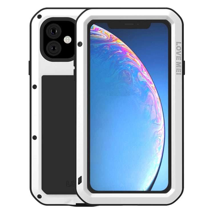 For iPhone 11 LOVE MEI Metal Shockproof Water-resistant Dustproof Protective Case(White)