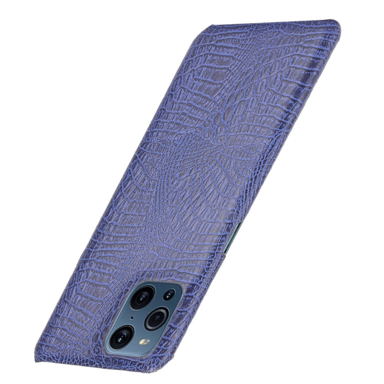For OPPO Find X3 / X3 Pro Shockproof Crocodile Texture PC + PU Case(Blue)