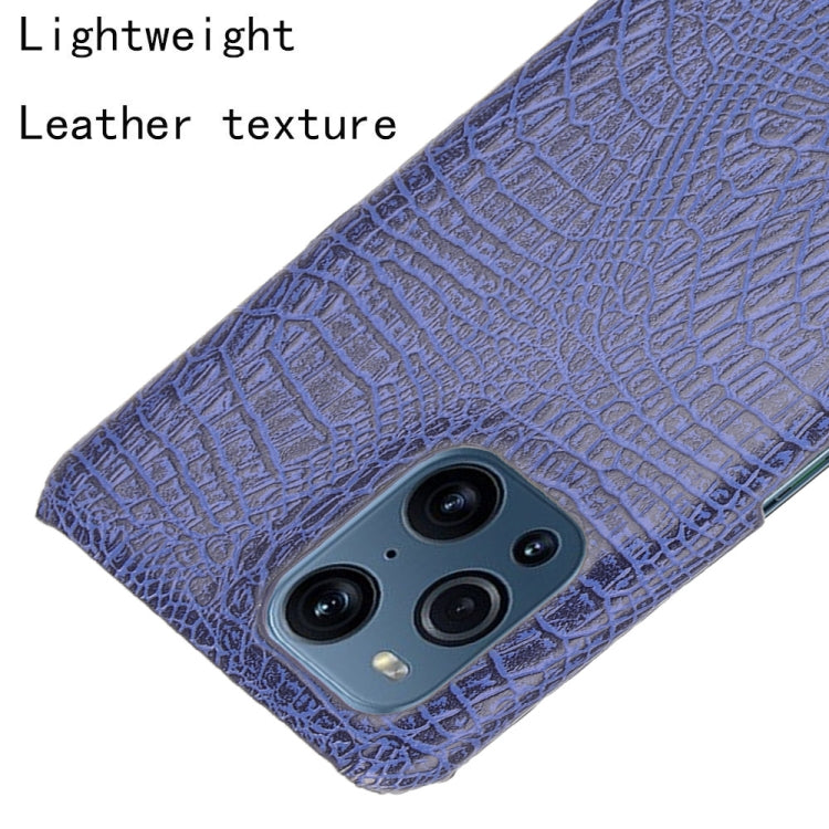 For OPPO Find X3 / X3 Pro Shockproof Crocodile Texture PC + PU Case(Blue)