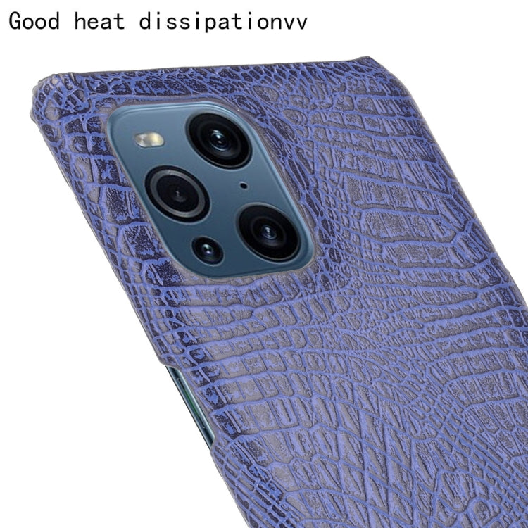 For OPPO Find X3 / X3 Pro Shockproof Crocodile Texture PC + PU Case(Blue)