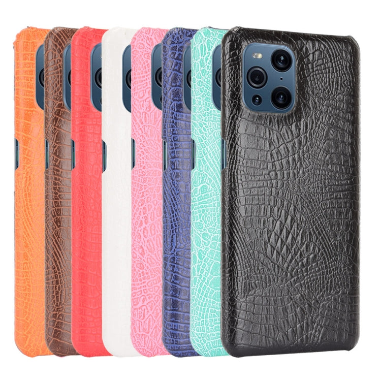 For OPPO Find X3 / X3 Pro Shockproof Crocodile Texture PC + PU Case(Blue)