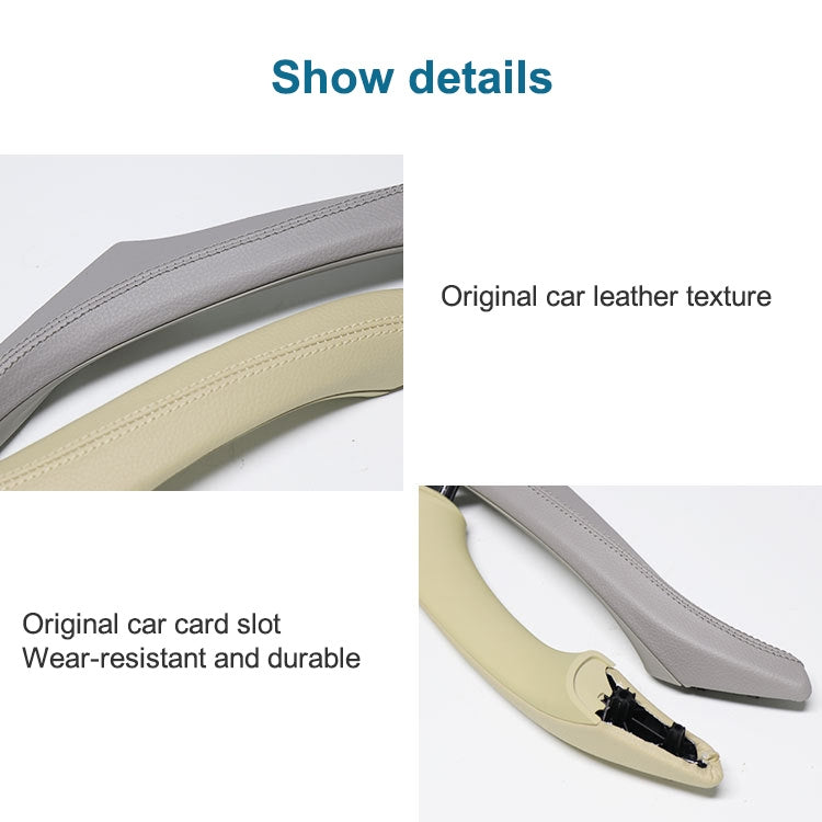 Car Leather Right Side Inner Door Handle Assembly 51417225854 for BMW 5 Series F10 / F18 2011-2017(Grey)