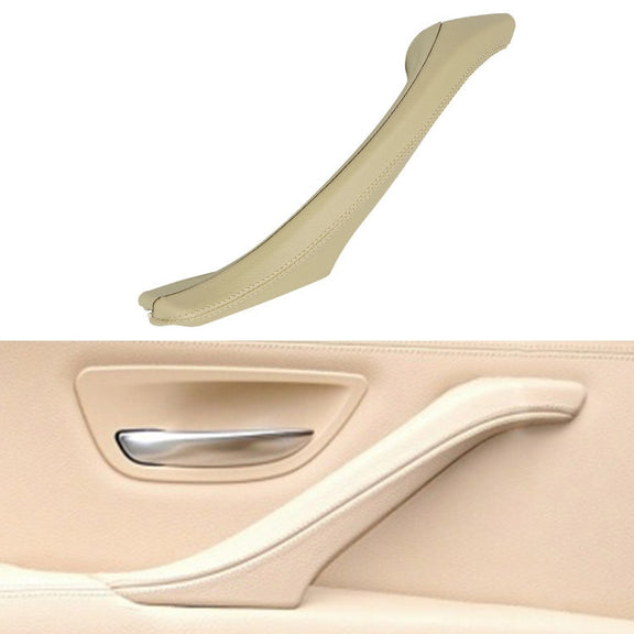 Car Leather Left Side Inner Door Handle Assembly 51417225854 for BMW 5 Series F10 / F18 2011-2017(Beige)