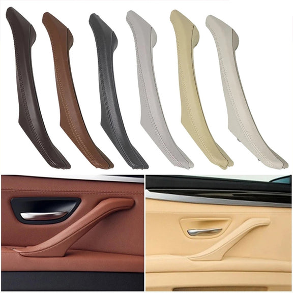 Car Leather Left Side Inner Door Handle Assembly 51417225854 for BMW 5 Series F10 / F18 2011-2017(Wine Red)