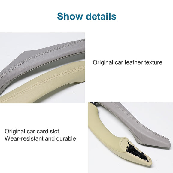 Car Leather Left Side Inner Door Handle Assembly 51417225854 for BMW 5 Series F10 / F18 2011-2017(Grey)