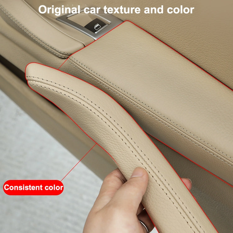 Car Leather Left Side Inner Door Handle Assembly 51417225854 for BMW 5 Series F10 / F18 2011-2017(Wine Red)