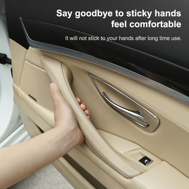 Car Leather Left Side Inner Door Handle Assembly 51417225854 for BMW 5 Series F10 / F18 2011-2017(Mocha)