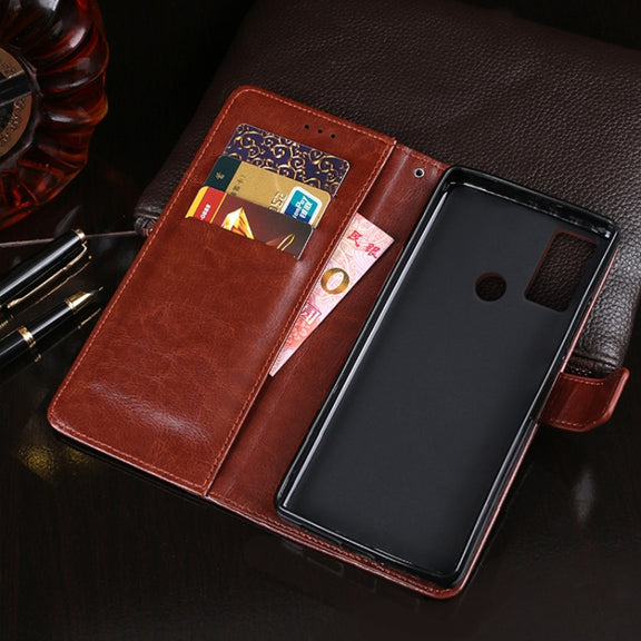 For Cubot C20 idewei Crazy Horse Texture Horizontal Flip Leather Case with Holder & Card Slots & Wallet(White)
