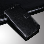For Sharp Aquos R6 idewei Crazy Horse Texture Horizontal Flip Leather Case with Holder & Card Slots & Wallet(Black)
