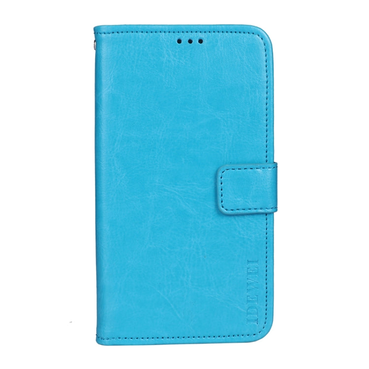 For Sharp Aquos R6 idewei Crazy Horse Texture Horizontal Flip Leather Case with Holder & Card Slots & Wallet(Sky Blue)